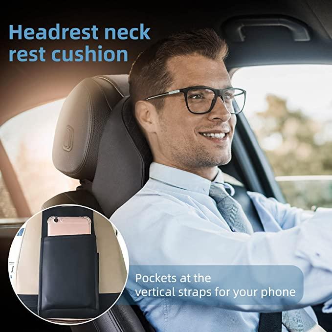 AMU Car Seat Headrest Neck Rest Pillow Cushion for All Cars- Ergonomic Pillow Memory Foam Neck Support for Neck/Back Pain Relief Neck Rest Support Cushion