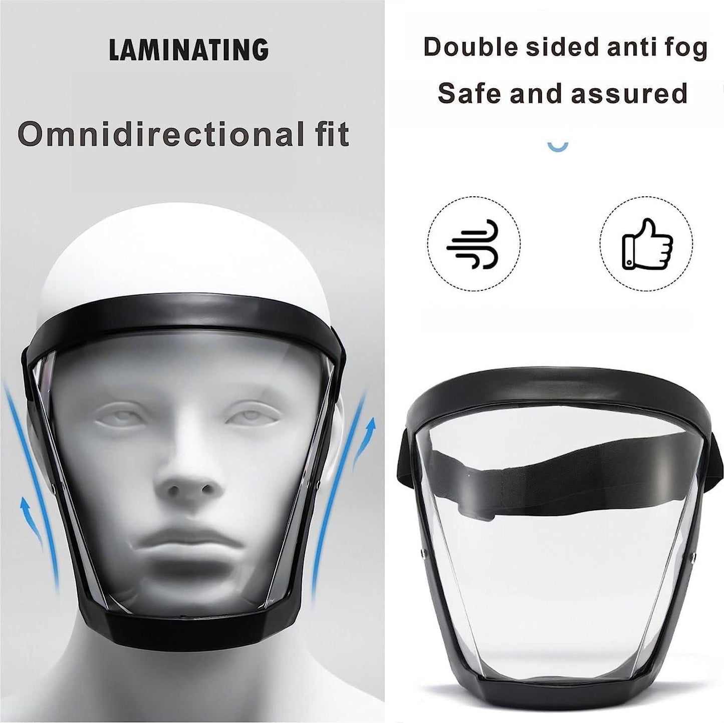 AMU Full Face Anti-Fog Transparent Face Mask