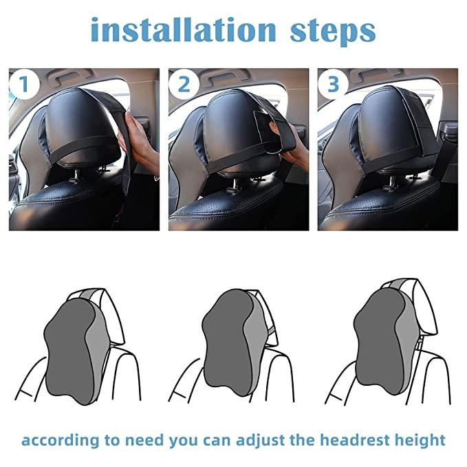AMU Car Seat Headrest Neck Rest Pillow Cushion for All Cars- Ergonomic Pillow Memory Foam Neck Support for Neck/Back Pain Relief Neck Rest Support Cushion