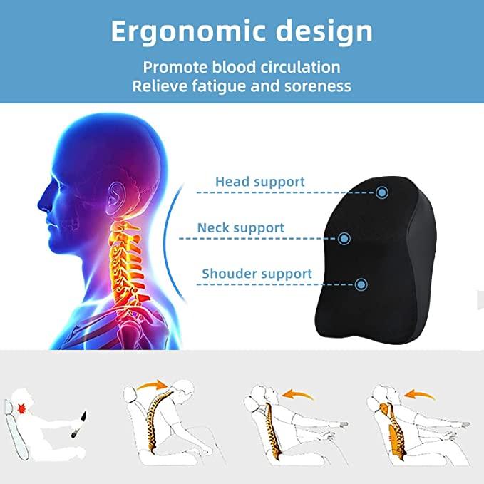 AMU Car Seat Headrest Neck Rest Pillow Cushion for All Cars- Ergonomic Pillow Memory Foam Neck Support for Neck/Back Pain Relief Neck Rest Support Cushion