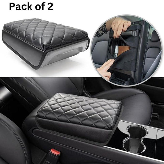 AMU Leather Waterproof Armrest Seat Box Cover Pad Protector (Pack of 2)