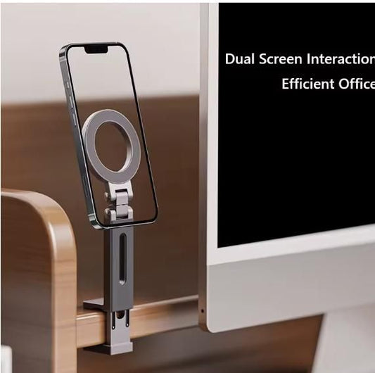 AMU Magnetic Phone Stand – Adjustable 360° Rotating, Compatible with iPhone MagSafe, Samsung, All Smartphones | Study Desktop/Dashboard Holder "