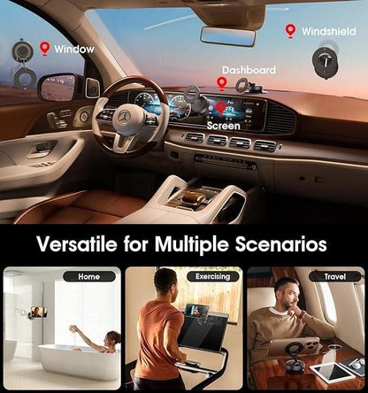 AMU Magnetic Car Phone Holder – Reinforced Vacuum Suction, 360° Rotation, Mag Safe Compatible, Ultra-Strong Mount for Car, Gym, Mirror, iPhone & Android