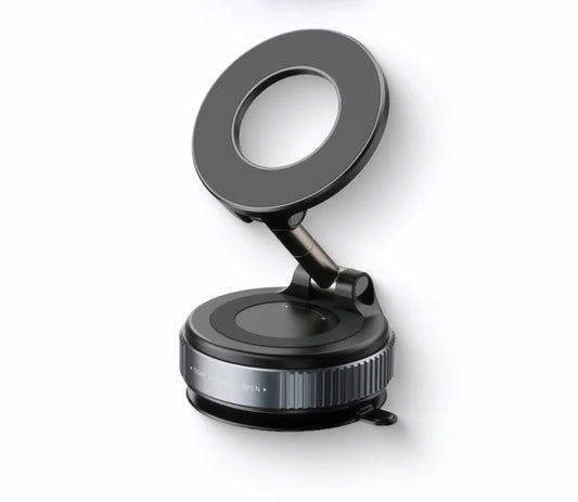 AMU Magnetic Car Phone Holder – Reinforced Vacuum Suction, 360° Rotation, Mag Safe Compatible, Ultra-Strong Mount for Car, Gym, Mirror, iPhone & Android